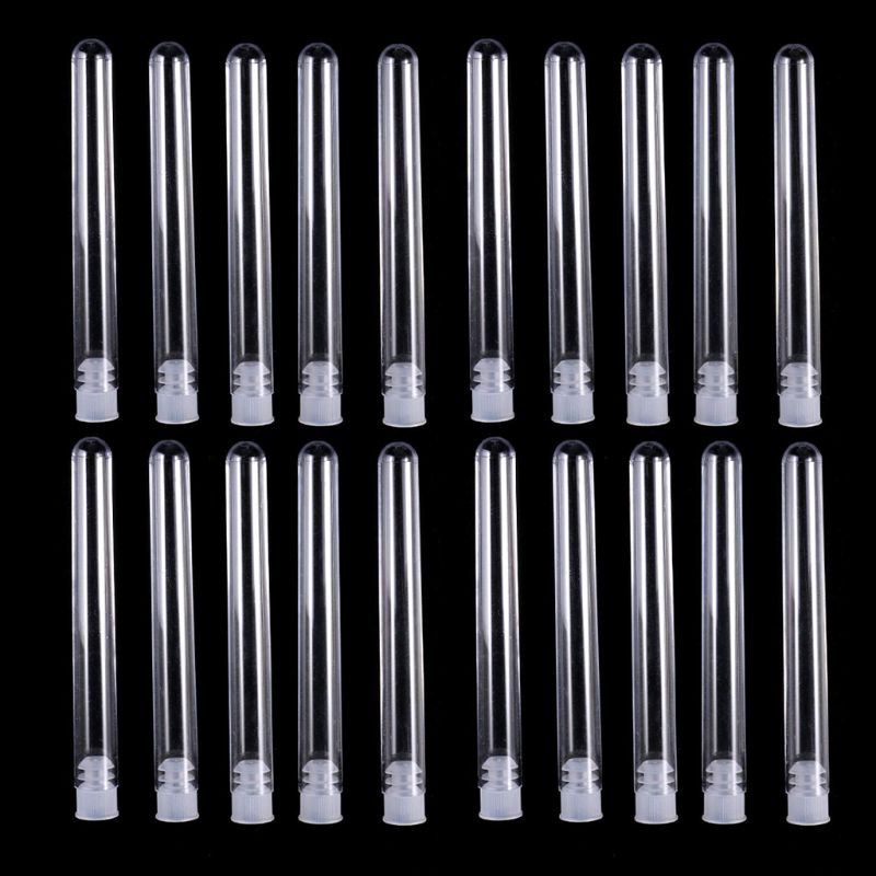 Bộ 50 Ống Nghiệm Nghiệm 3X0.5Inch Bằng Nhựa Có Nắp Bảo Vệ Tiện Dụng Cho Phòng Thí Nghiệm / Trường Học
