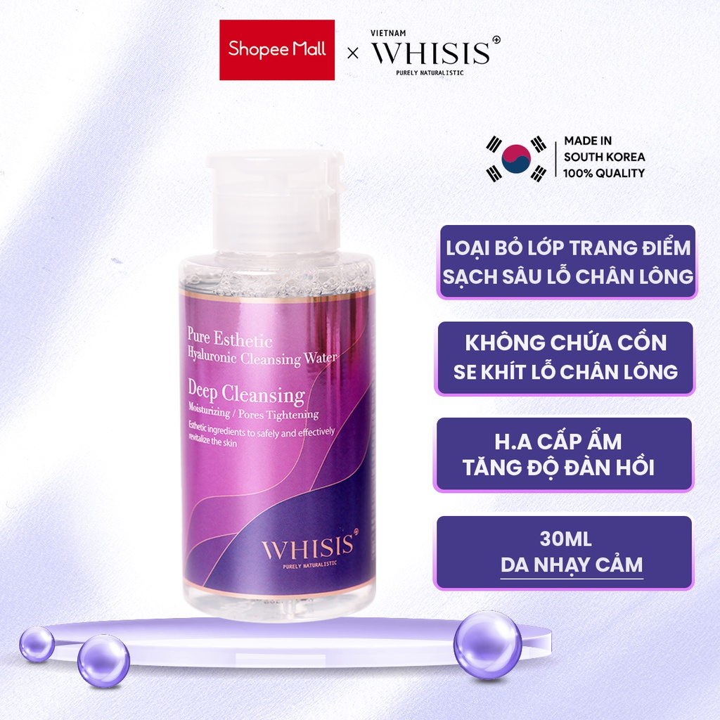 Nước Tẩy Trang Không Cồn Dưỡng Ẩm Hàn Quốc WHISIS Pure Esthetic Hyaluronic Cleansing Water 300ml