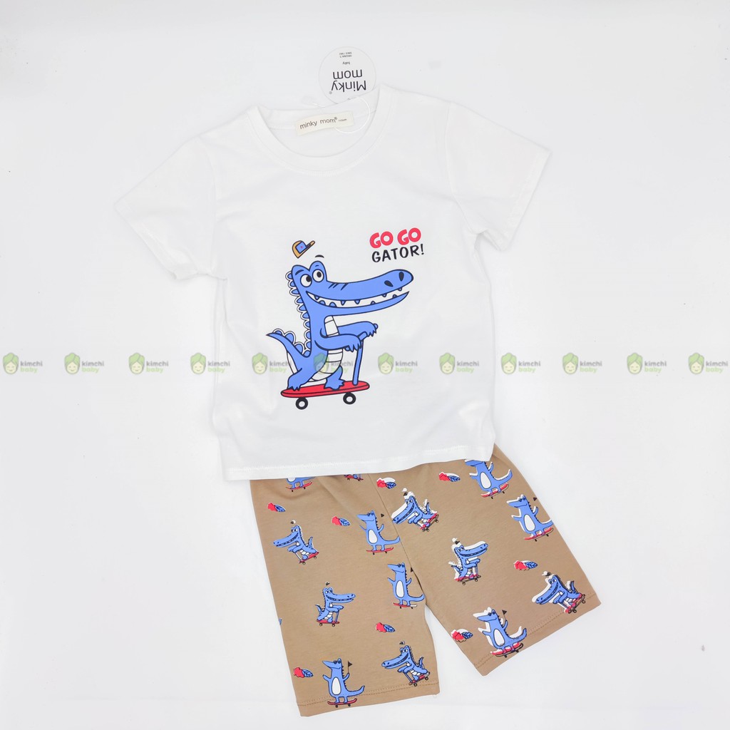 Đồ Bộ Bé Trai Minky Mom Cotton 100%  Họa Tiết Phương Tiện Giao Thông, Bộ Quần Áo Trẻ Em Cộc Tay Cho Bé MKM2108