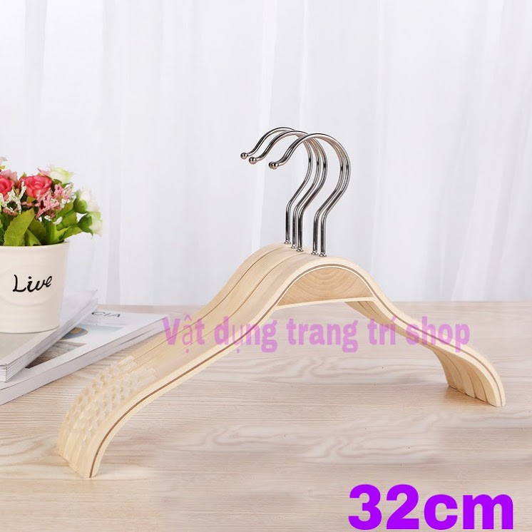 Móc Gỗ Treo Quần Áo - Gỗ Ép Vai Đệm Trẻ Em 32cm ( Bộ 10 Móc)