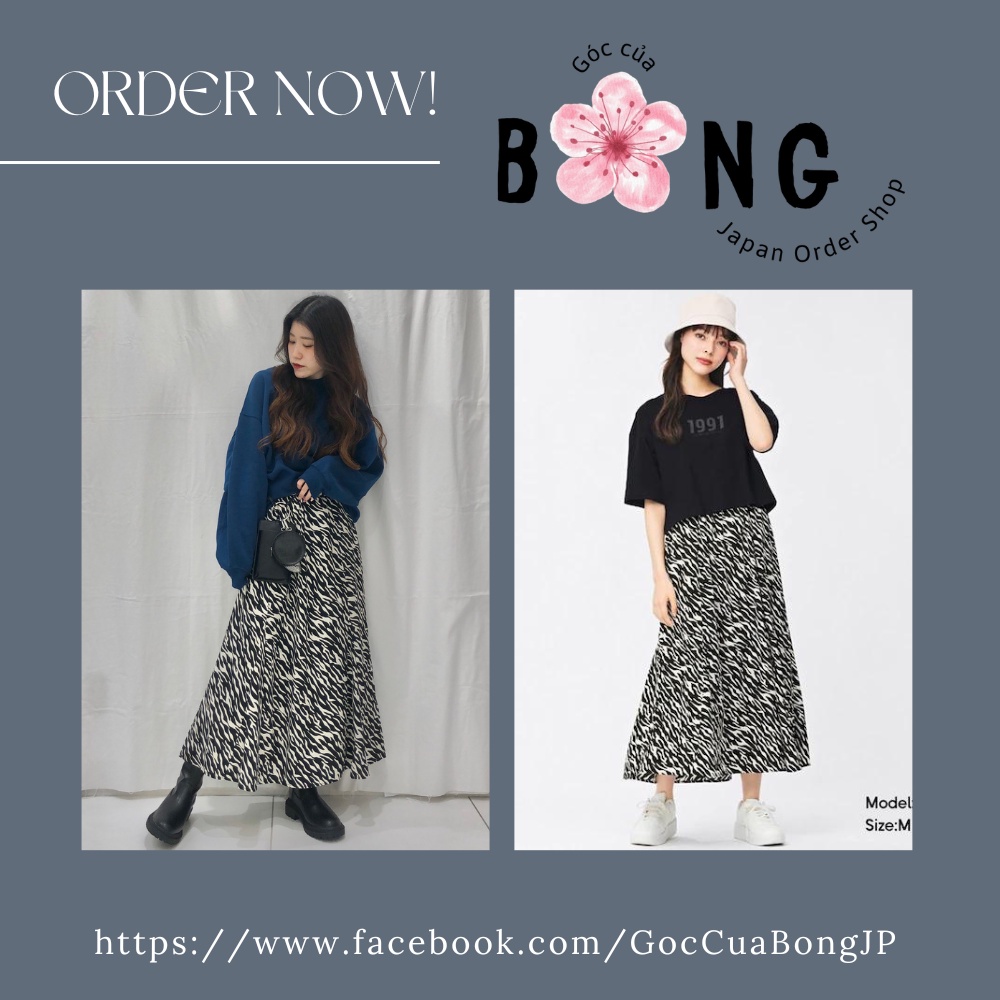 Chân váy dài ngựa vằn - Chân váy GU Nhật - Mã 343678
