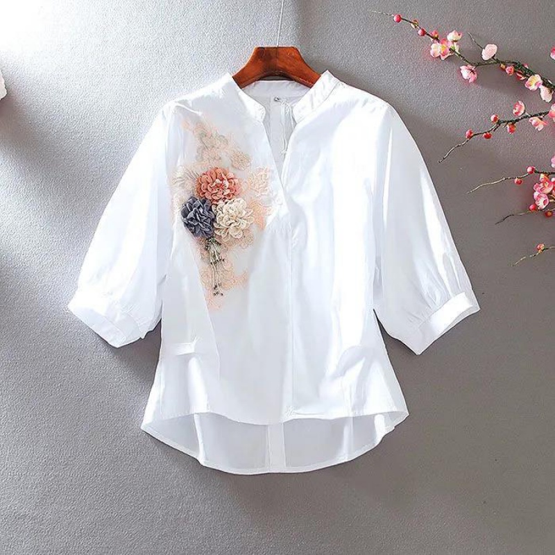 Áo Thun Nữ Plus Size Thêu Hoa Hồng