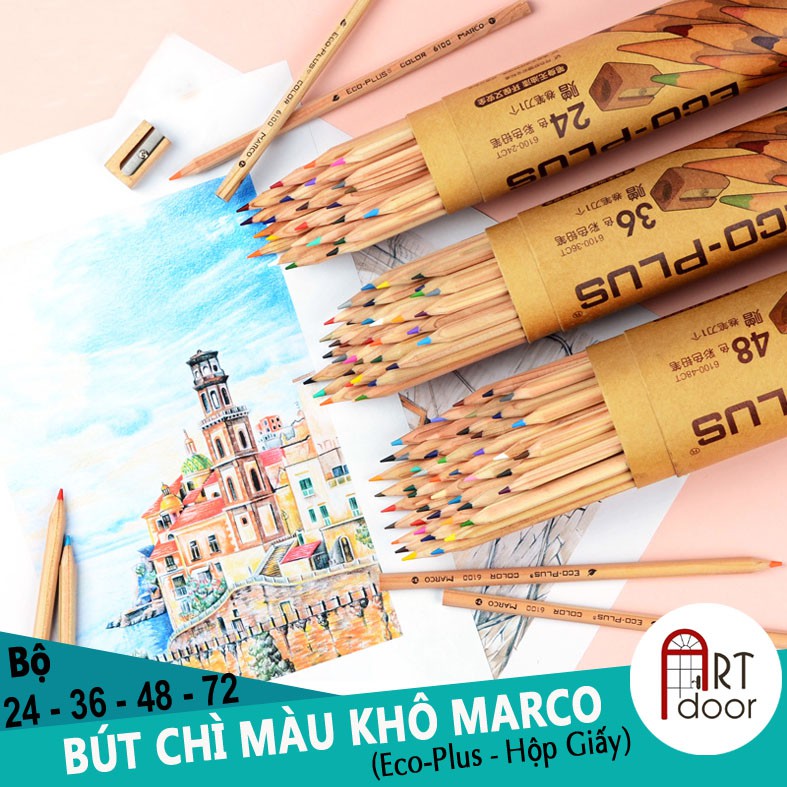 [ARTDOOR] Bộ bút chì màu Khô 24/48 MARCO Eco (ống tròn)