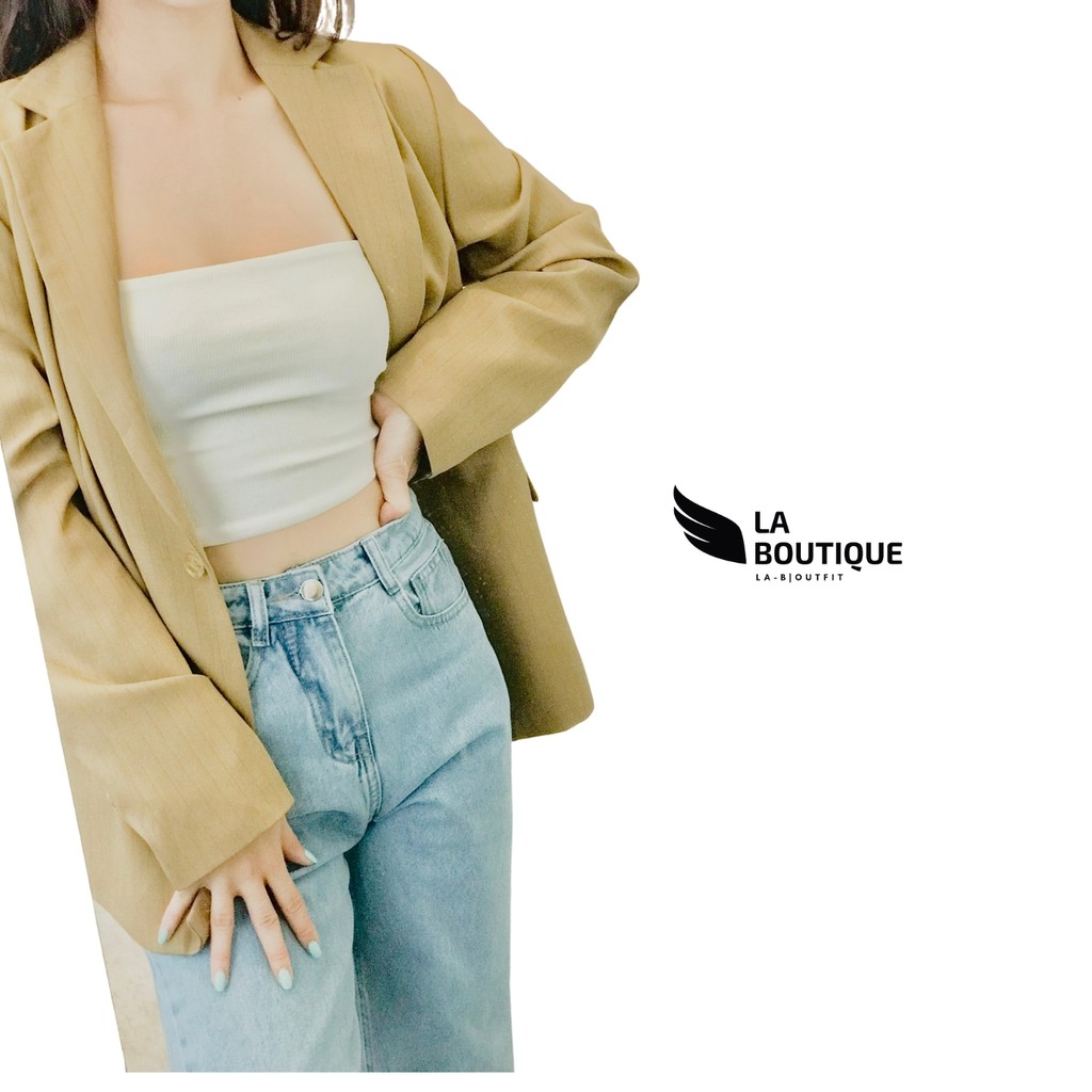 Áo ống nữ trơn La Boutique croptop chất thun gân co giãn 4 chiều freesize dưới  60kg basic dễ phối đồ LA22