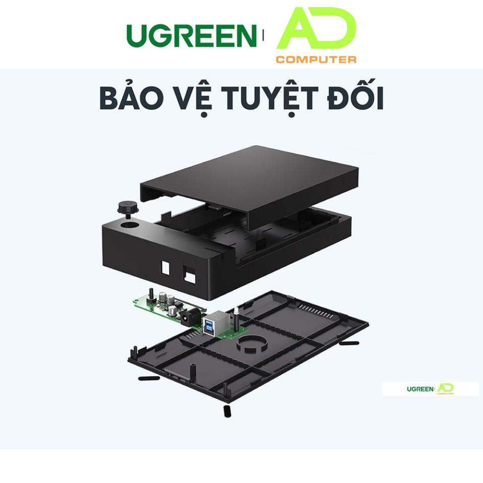 Vỏ hộp đựng ổ cứng SATA 3.5, 2.5 inch, dài 30-50cm UGREEN US222 hỗ trợ 10TB, USB 3.0