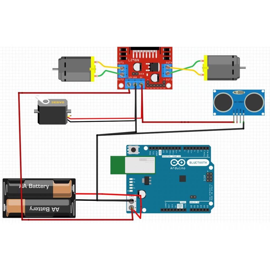 Combo tự làm xe 3 bánh tránh vật cản Arduino