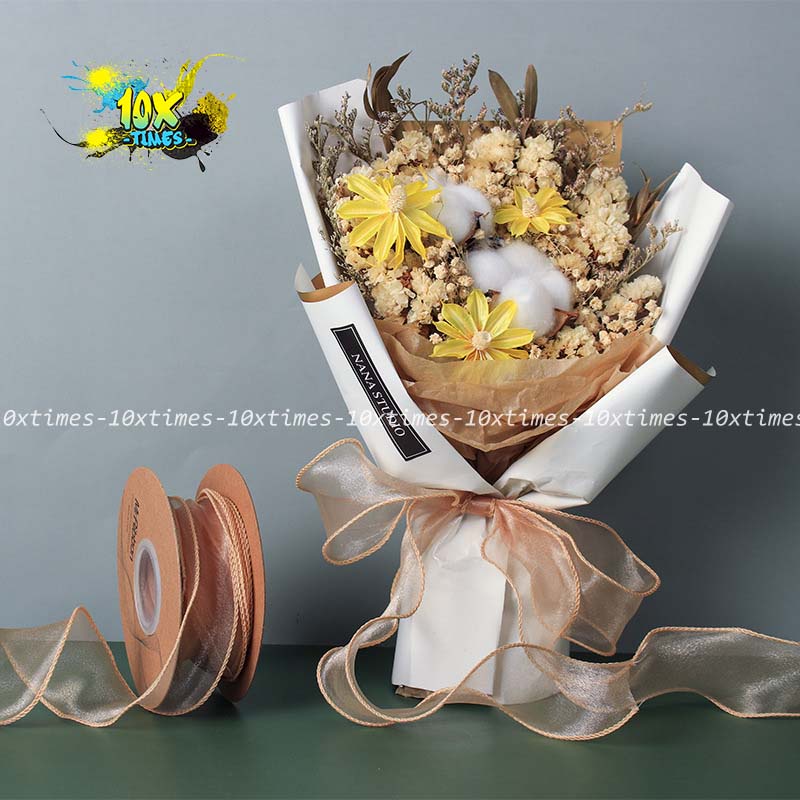 Ruy băng voan lụa viền sóng bản 4cm nhiều màu làm nơ cột tóc  trang tri hộp quà tặng