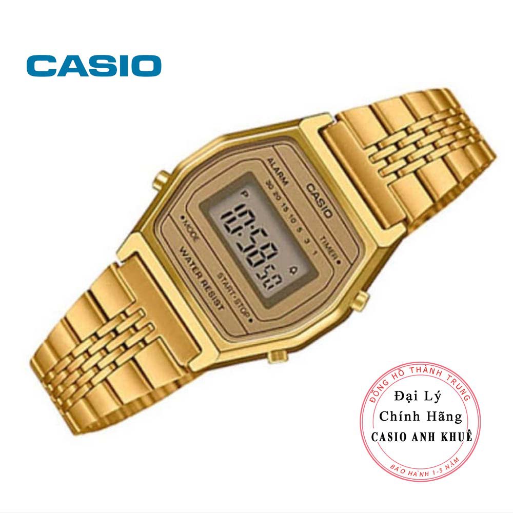 Đồng hồ điện tử nữ Casio LA690WGA-9DF dây kim loại