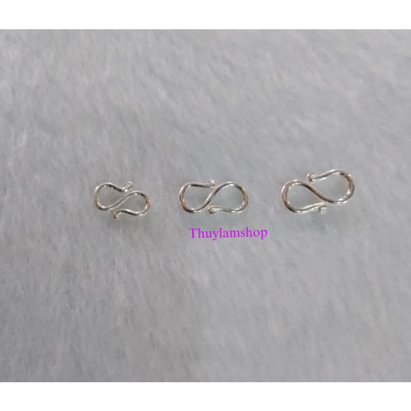 Móc khóa bạc 925 hình chữ S dáng bẹt và dáng tròn làm khóa vòng tay, vòng cổ vĩnh viễm bảo hành