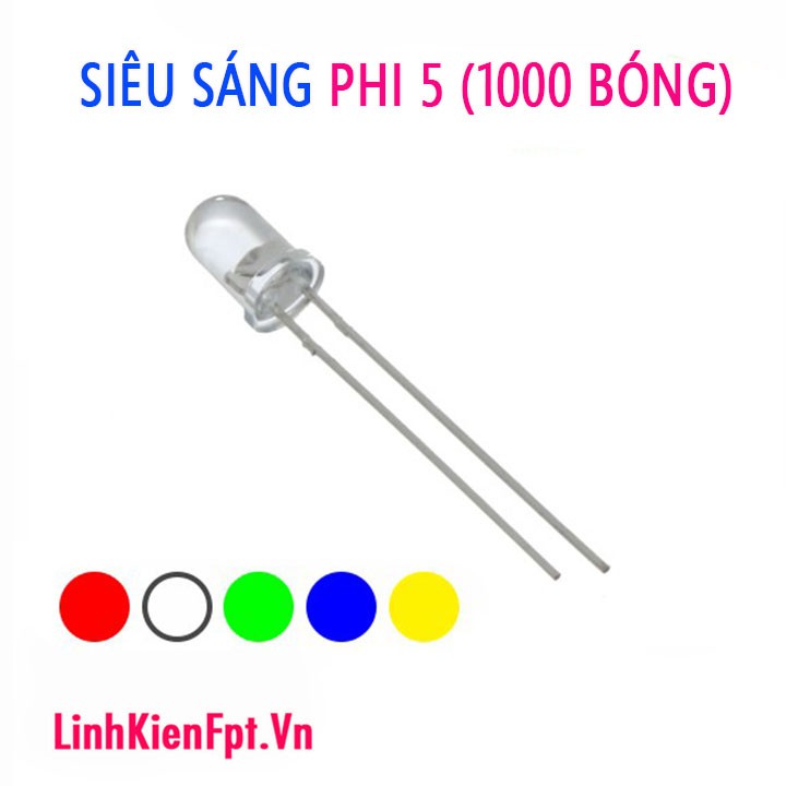 ⚡️FLASH SALE⚡️ Led siêu sáng 5mm Màu Vàng 1000 bóng Giá rẻ nhất