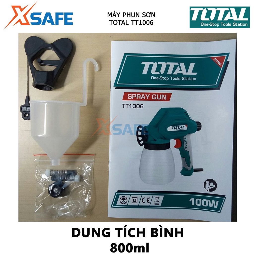 Máy phun sơn TOTAL TT1006 Súng phun sơn điện thế 220-240V, nhựa cao cấp khả năng cách điện cao, đảm bảo an toàn