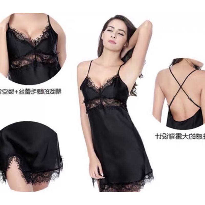 Đầm Ngủ Lụa Satin Phối Ren - Órale