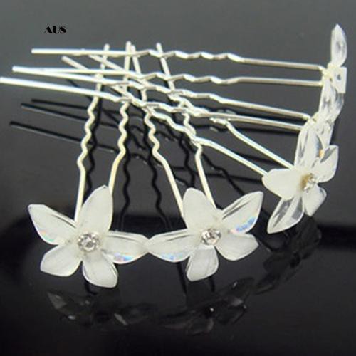 ♔20 Trâm Cài Tóc Chữ U Hình Hoa Trắng Cho Cô Dâu