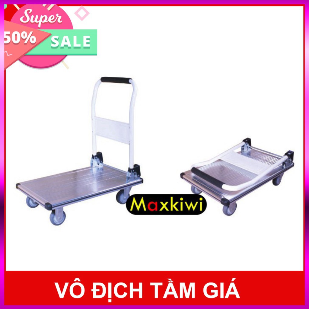 Xe Đẩy Inox 4 Bánh Maxkiwi - 200kg Sàn Aluminium - Kích thước: 48 x 73cm Kho Miền Nam