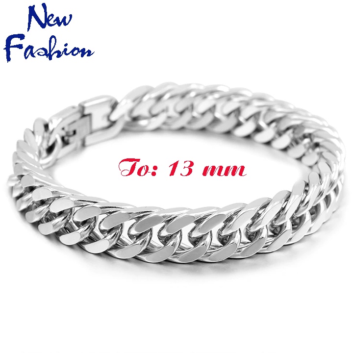 Lắc tay nam inox kiểu lặc đôi 13mm khóa bộ thời trag trắng sáng đẹp, khôg đen, không gỉ - Đem lại đẳng cấp cho người đeo