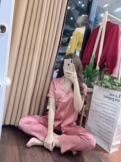 BIG SIZE -Bộ Lụa Gấm Cộc Dài Size XL