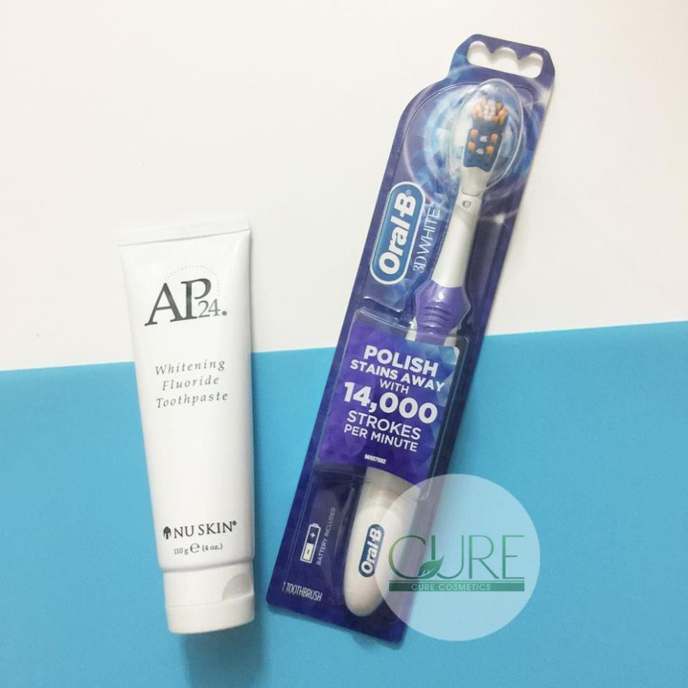 Bàn chải điện (bàn chải pin) Oral B 3D White Action chạy pin AA của Mỹ- làm sạch sâu đến từng kẽ răng