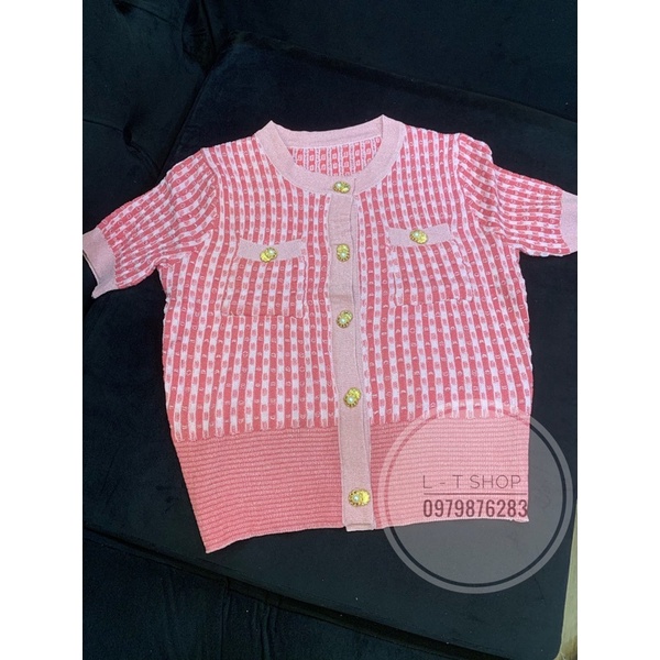 Áo len cadigan hồng khuy vàng cực hot, len mongtoghi mềm, ảnh thật chụp sản phẩm | BigBuy360 - bigbuy360.vn