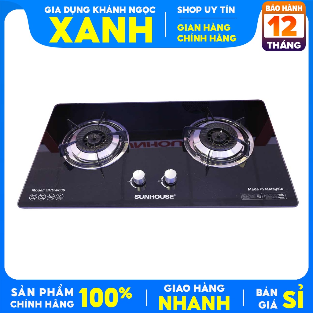 (Mới 100%)Bếp gas âm Sunhouse SHB-6636 Chính Hãng 100%(Tặng dây gas),ngắt gas tự động,đánh lửa IC-Bảo Hành 24 Tháng