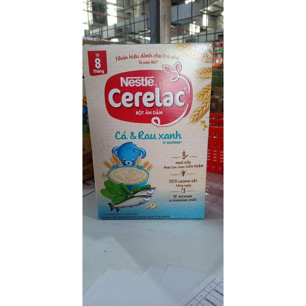 Combo 2 Hộp Bột Ăn Dặm Nestlé Cerelac Gạo Sữa Và Cá Rau Xanh Ít Đường 200g/Hộp