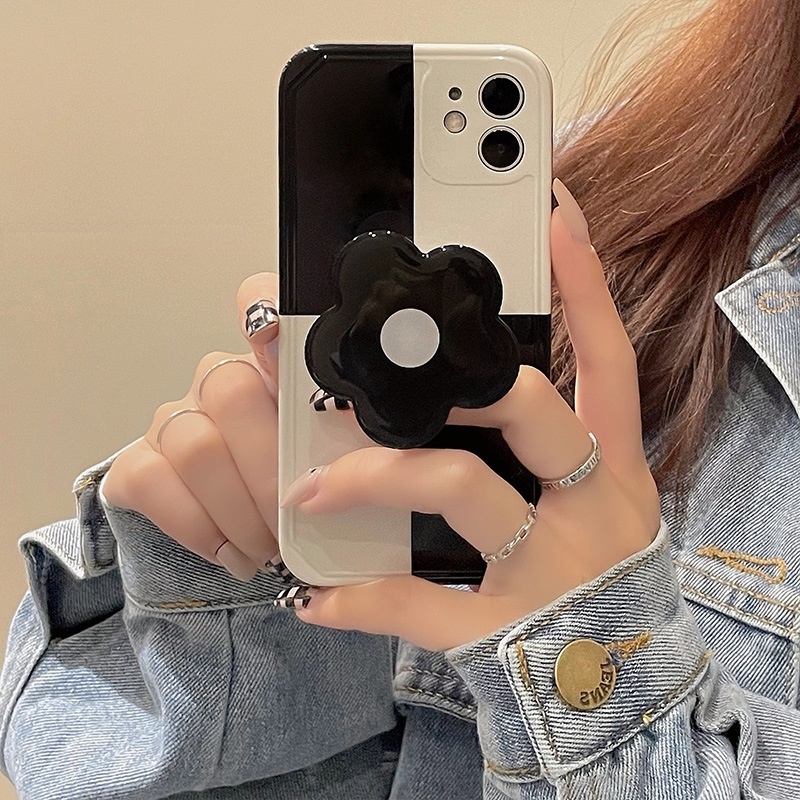 Ốp điện thoại silicon họa tiết caro trắng đen thích hợp cho iPhone12pro max Apple 11 x 8/13