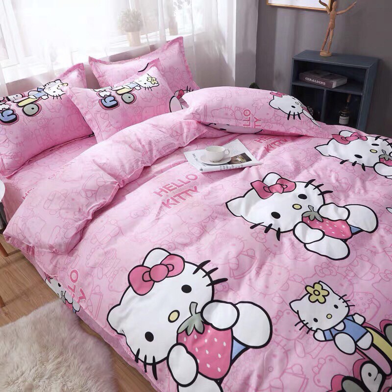 [ GIÁ SỐC ] ❤️ Bộ Kitty hồng poly❤️ chăn ga gối cotton [ FULL SIZE ] chăn ga gối cotton poly, cam kết chất lượng