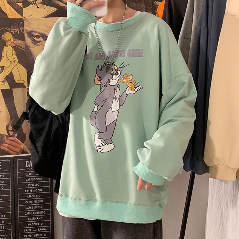 Áo thun tay dài mèo Tom form rộng | BigBuy360 - bigbuy360.vn