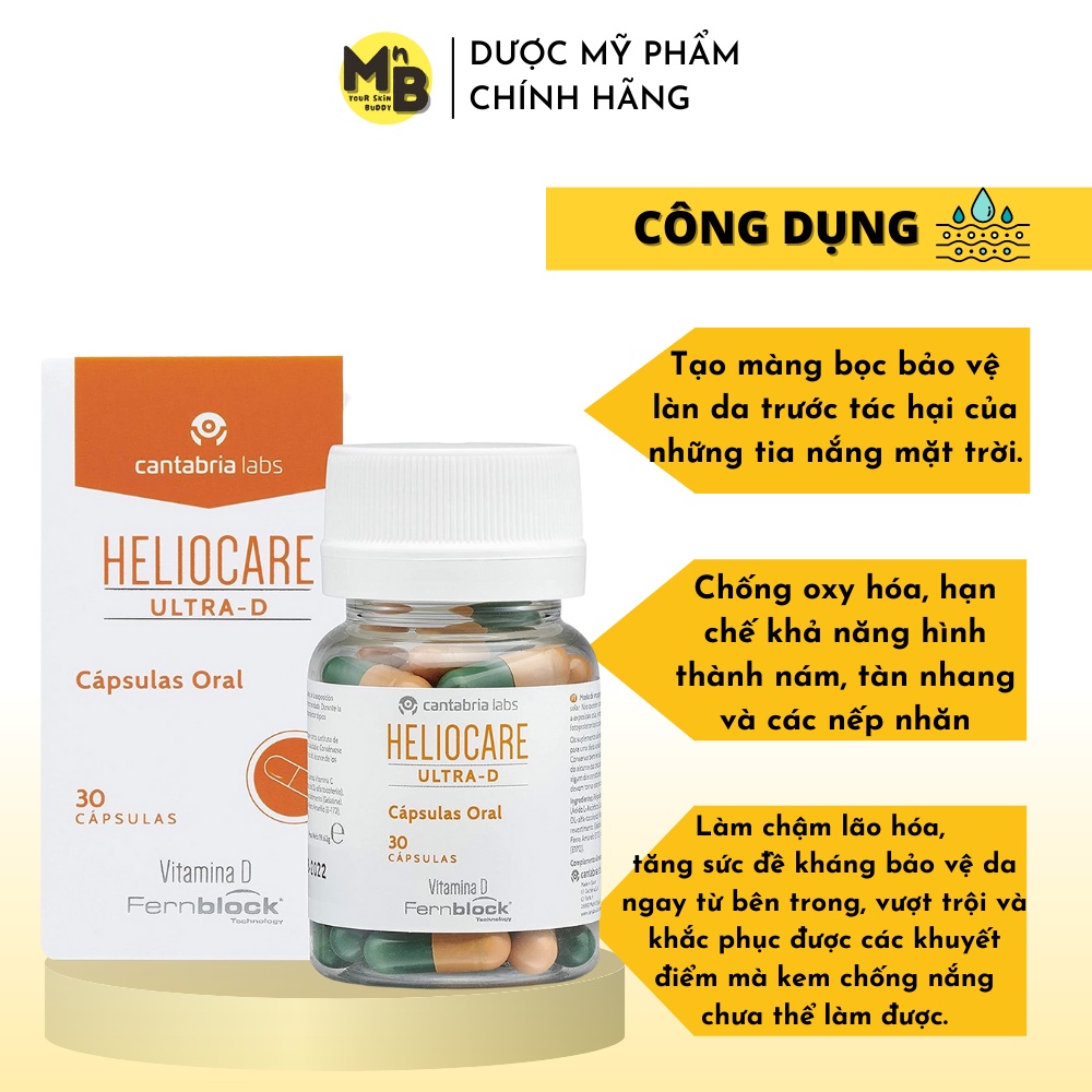 Viên uống chống nắng trắng da ngừa lão hóa HELIOCARE Ultra D Capsules 30 Viên