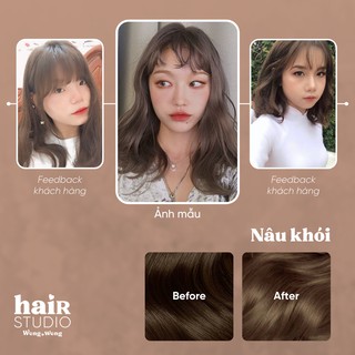 (KHÔNG TẨY - MÀU ASH BROWN/NÂU ÁNH KHÓI/NÂU TÂY ÁNH KHÓI/NÂU KHÓI) Sản phẩm tự nhuộm tóc tại nhà