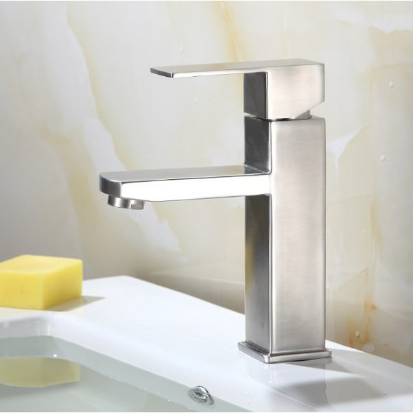 Vòi Lavabo nóng lạnh (kiểu vuông) SUS304 - Hàng Cao cấp Bảo hành dài (Kèm đôi dây cấp nước)