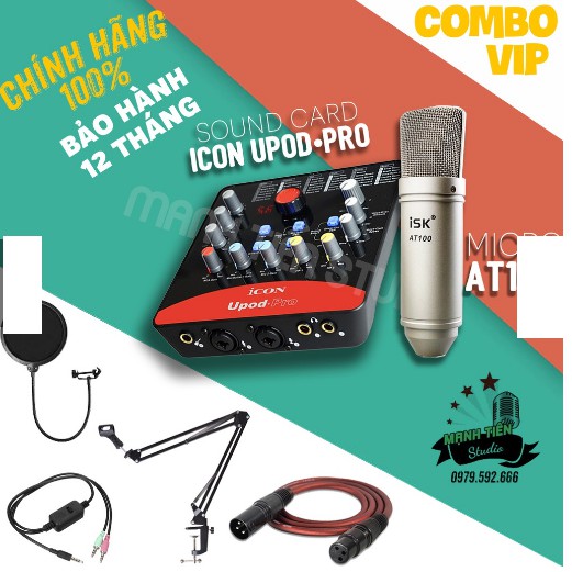 [Siêu Sale] Bộ micro ISK  AT100 + Soundcard ICON PRO - thu âm, hát karaoke, livetream fb, bigo - âm thanh mượt mà