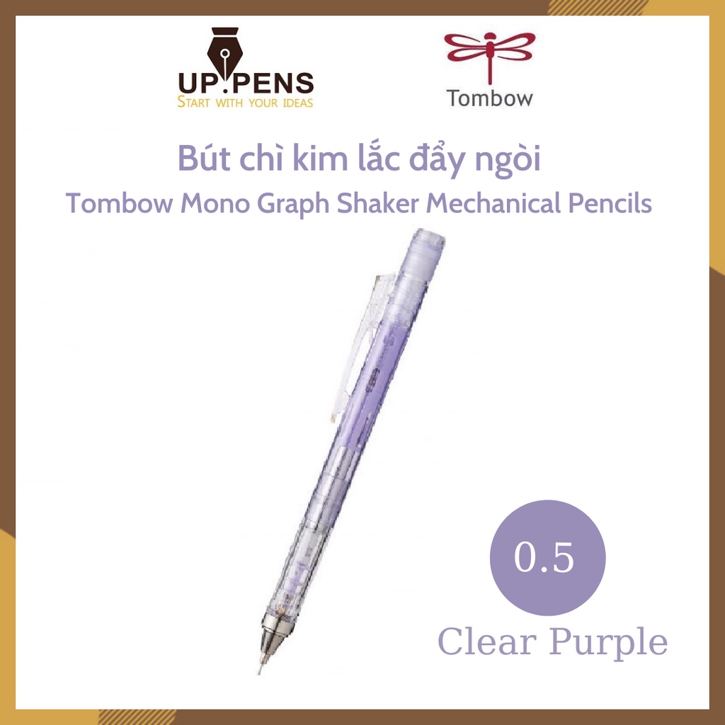 Bút chì bấm kim lắc đẩy ngòi Tombow Mono Graph Shaker Mechanical Pencil – 0.5mm – Vỏ tím (Clear Purple)