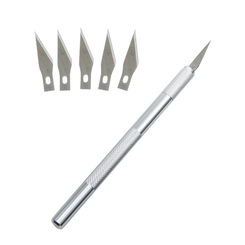 Bộ Dao Cắt Khắc Thủ Công Bằng Kim Loại Chống Trượt + 5 Lưỡi Dao Cho Điện Thoại
