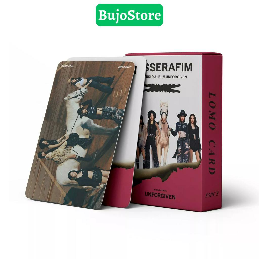 Bộ sưu tập 54 Lomo Card LESSERAFIM UNFORGIVEN bo góc nhóm cửa hàng kpop Bujostore