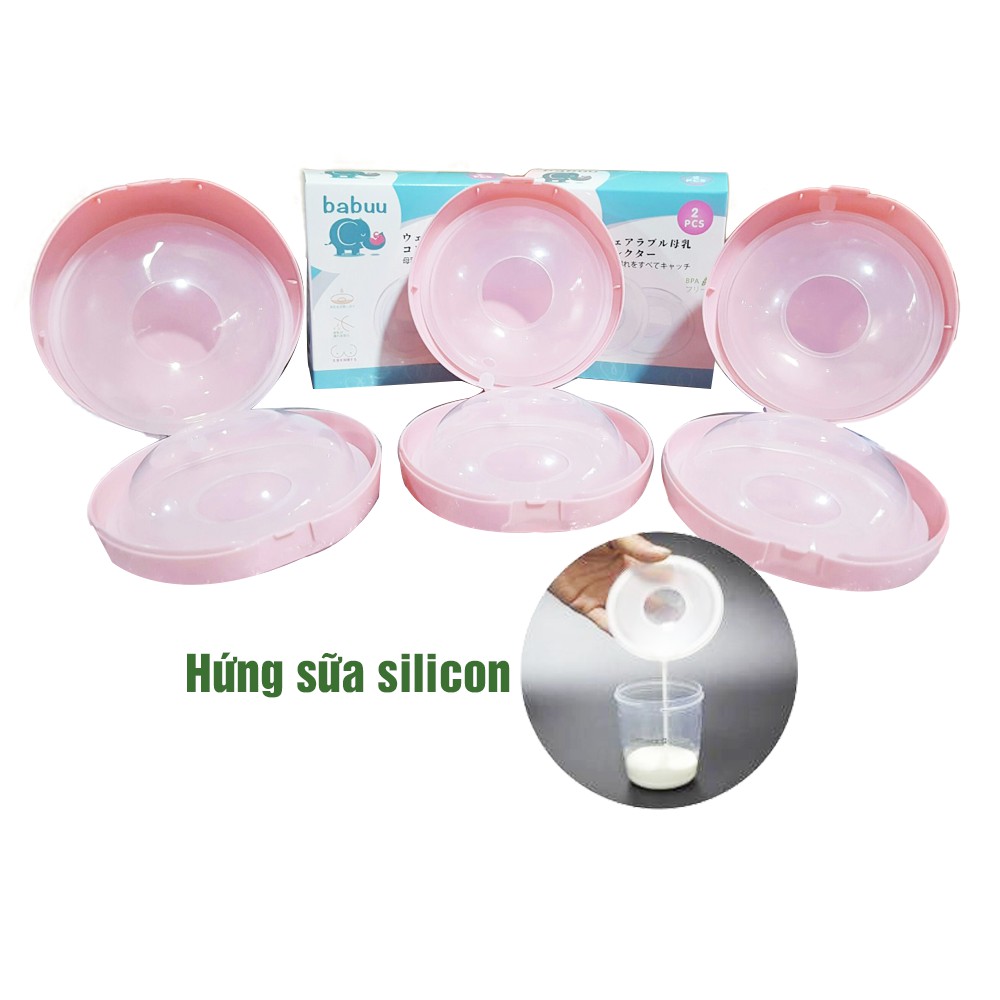 Hộp 2 miếng lót ngực silicon hứng  sữa babuu Nhật Bản