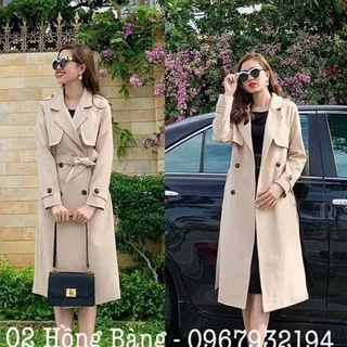 Áo khoác dáng dài kèm đai, hàng thiết kế thanh lịch , hàng quảng châu