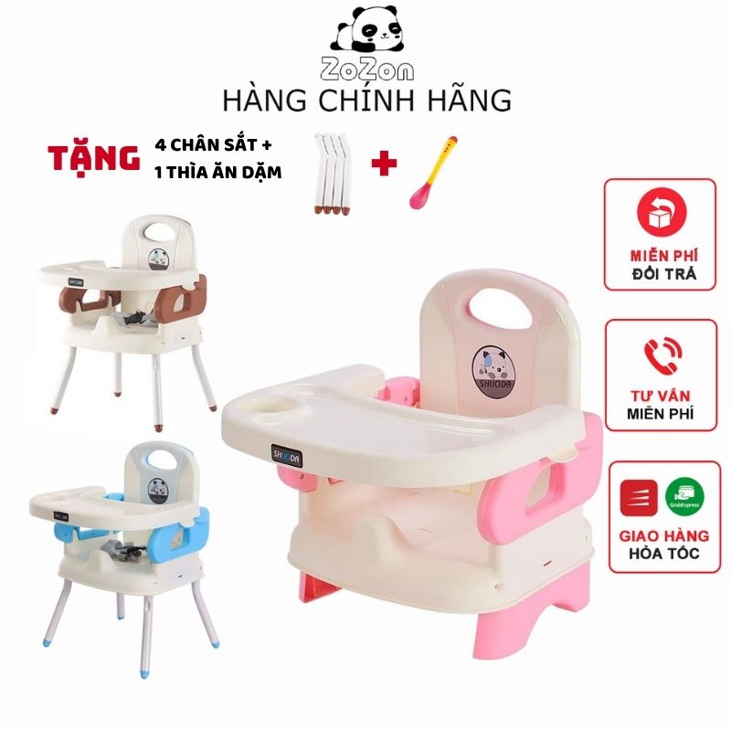 Ghế ăn dặm cho bé hình gấu trúc có mặt bàn điều chỉnh độ rộng 3 mức dành cho bé từ 6 tháng tuổi Zozon