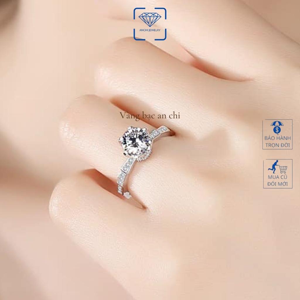 Nhẫn nữ mặt đá pha lê, chuẩn bạc 925 cao cấp sáng lấp lánh như kim cương - Anchi jewelry