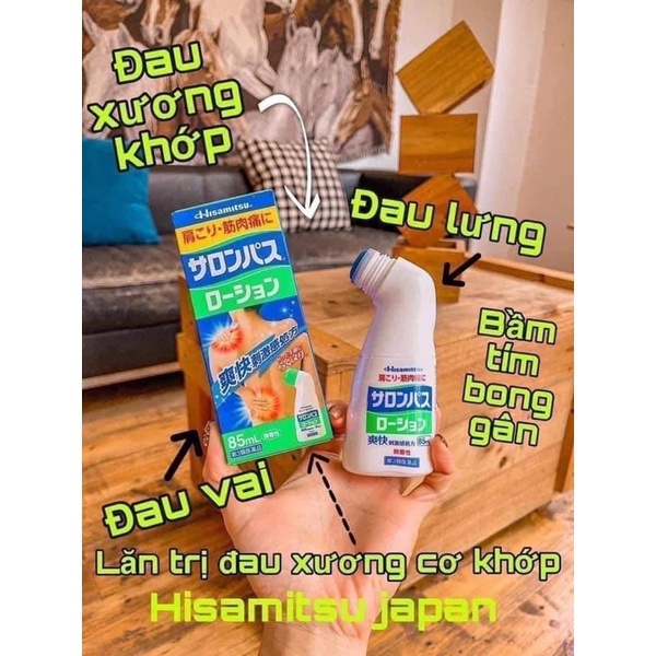 [Hàng_Nhật]  Lăn Salonpas Hisamitsu 85ml xoa bóp giảm đau hàng Nhật nội địa