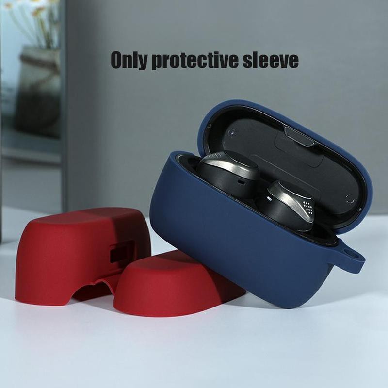 Vỏ bảo vệ hộp sạc tai nghe toàn diện bằng silicon chống trượt có móc thích hợp cho Jabra Elite Active 75t