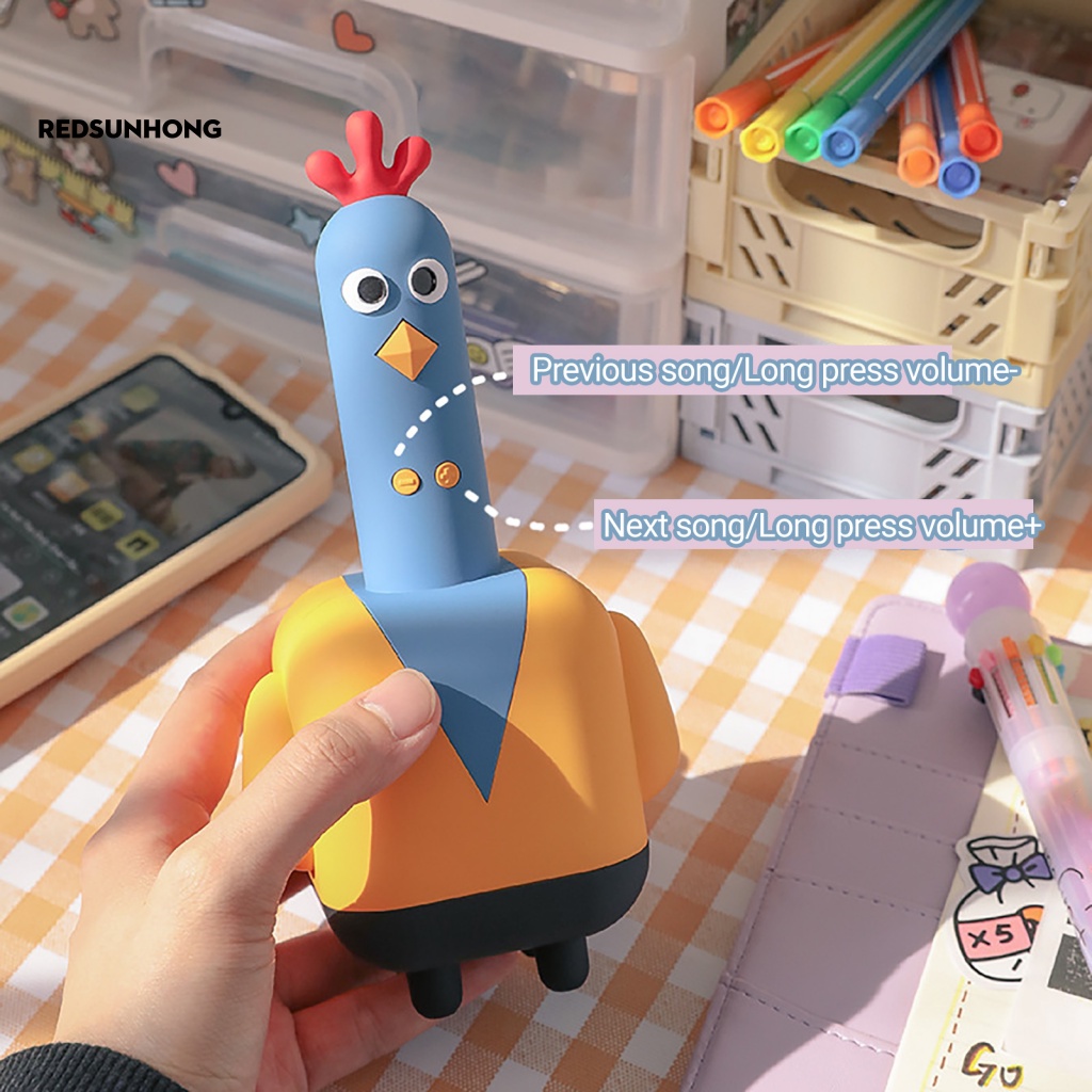 Hộp Nhạc Bluetooth 5.0 Hình Chú Gà Hoạt Hình Dễ Thương Có Đèn Ngủ Tiện Dụng