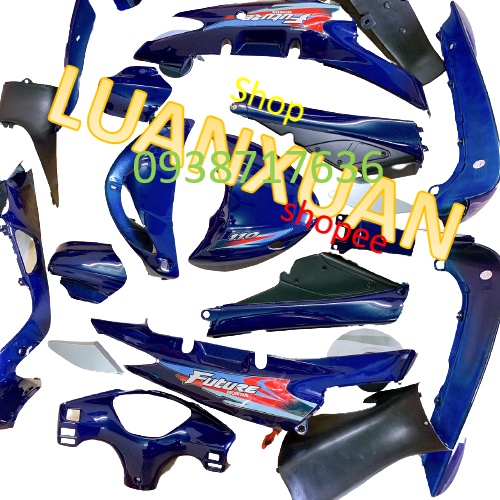 Fuil Dàn áo xe FUTURE 1 màu Xanh TÍM -Bộ yếm lắp KHÍT xe future đời 2001-2003,nhựa trắng nguyên sinh ABS LOẠI ĐẸP