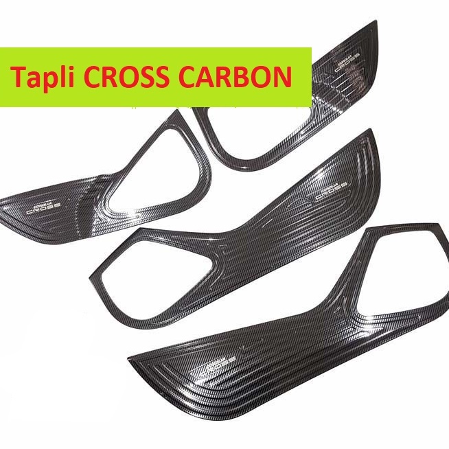 Ốp tapli cánh cửa CARBON xe Toyota Corolla Cross 2020 2021- Bộ 4 cho tiết vân cacbon cao cấp