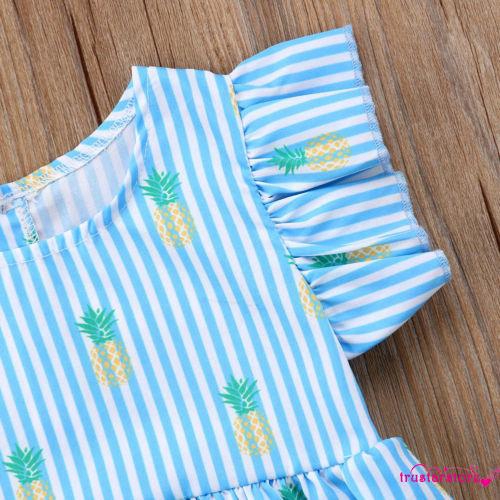 ✦ZWQ-Baby Girl Infant Stripe Ruffel Sleeve Romper Bodysuit Playsuit Sunsuit