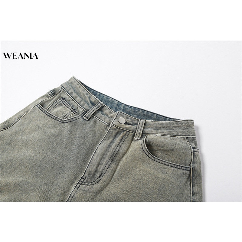 Quần Denim Lưng Thấp Ống Suông Thêu Họa Tiết Phong Cách Vintage Cho Nữ