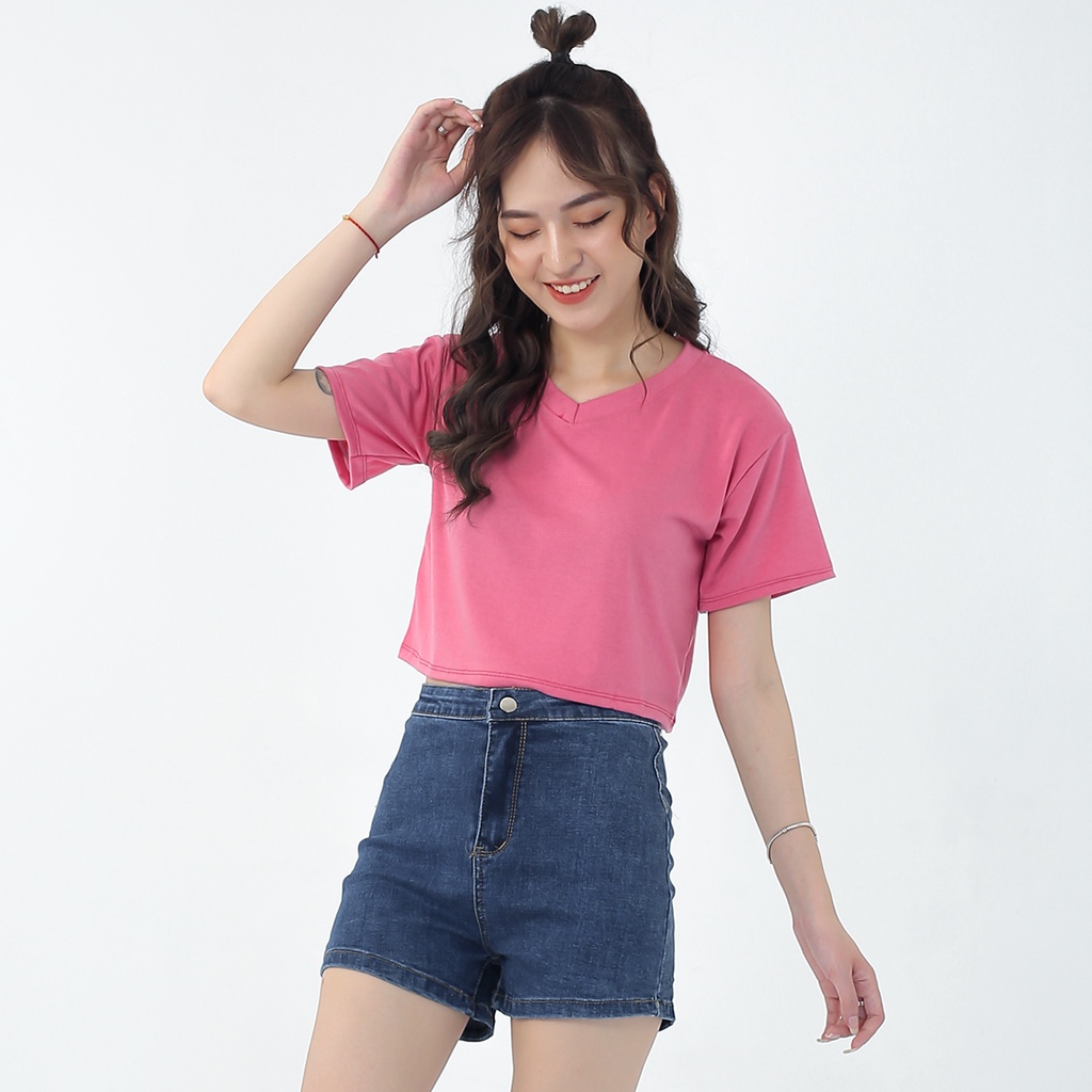 Áo croptop nữ SIKY form rộng cổ tim