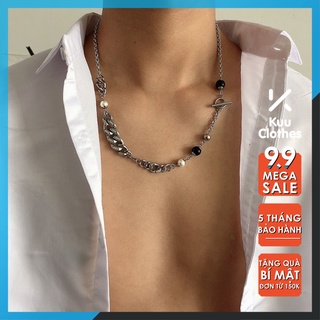 Dây Chuyền SAZ Chains Kuu Clothes Màu Bạc Phong Cách Hàn Quốc Ngầu - Mặt Vòng Cổ Đính Đá Chất Liệu Thép Titan Không Rỉ