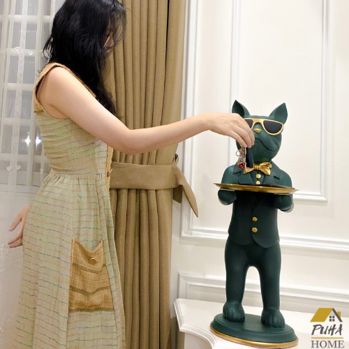 Tượng chó bồi bàn ôm khay sang trọng đẳng cấp - HÀNG CÓ SẴN - decor trang trí nhà cửa