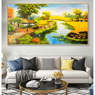 Tranh Treo Tường Canvas Phong Cảnh Làng Quê Việt Nam 80 x 40 cm TTT-0528