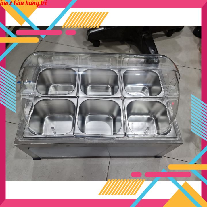 COMBO THÙNG GIỮ LẠNH TOPPING 6 KHAY 1/6×10 /NẮP ĐẬY MIKA DẠNG LẬT.